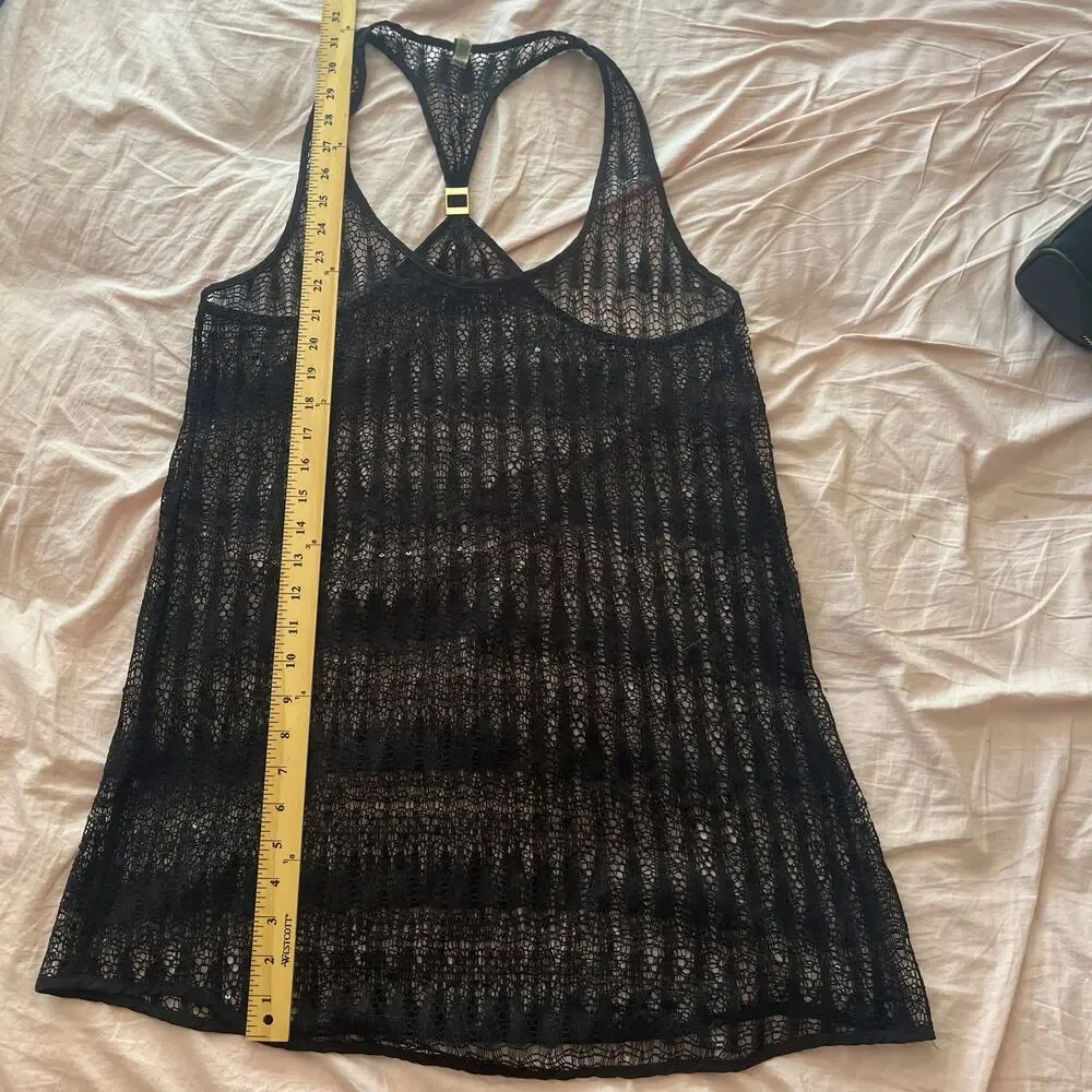 Victoria's Secret | Black Fishnet Racerback Swim Cover Top | M | 2010s